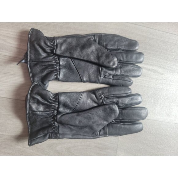 Thinsulate Insulated Black Leather Gloves Size L Warm Winter Wear Unisex Stylish - Picture 3 of 4
